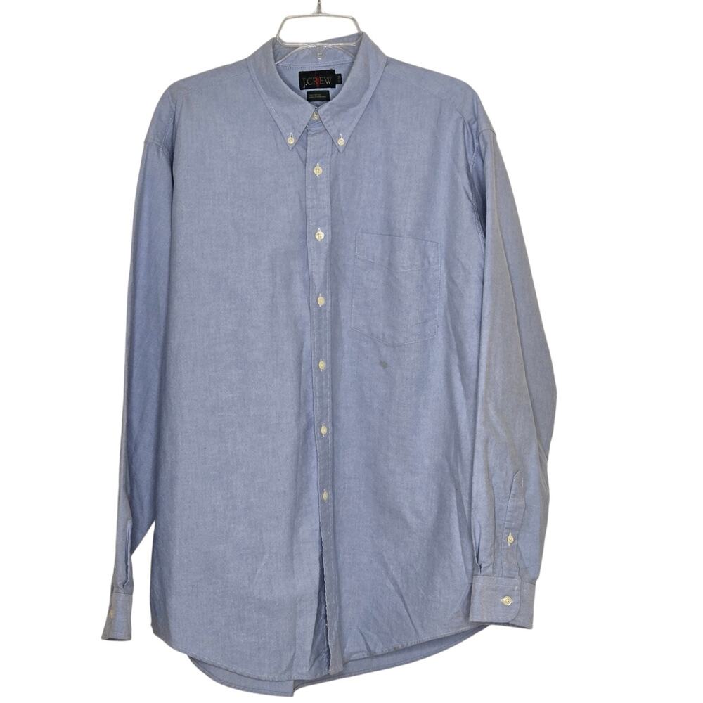 J. Crew Vintage Dress Shirt Blue Mens XL 17-35 Oarsman Logo Classic Fit Oxford